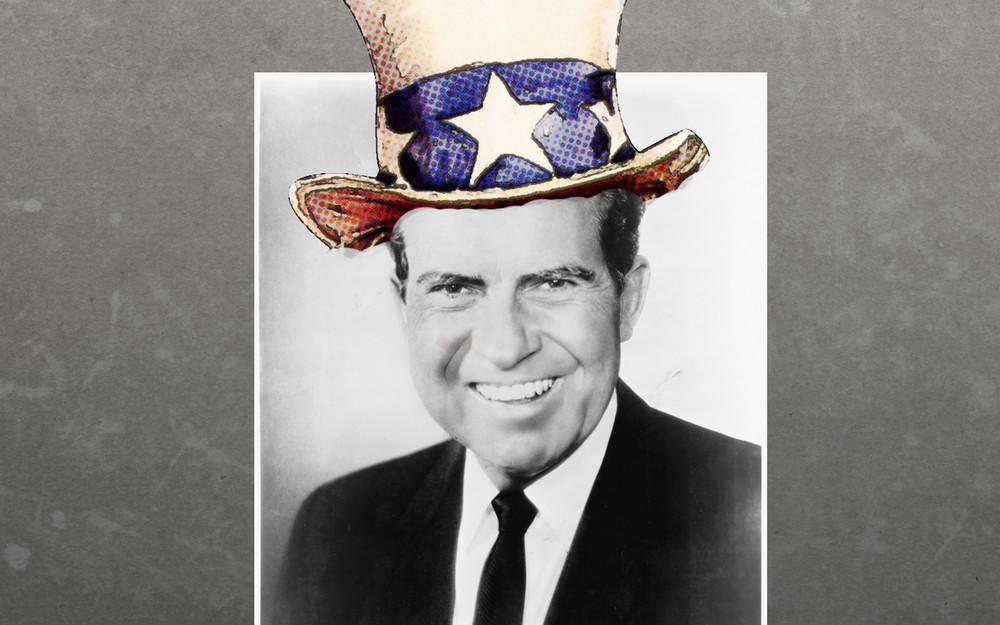 Image: A photograph of Richard Nixon with an Uncle Sam hat digitally added.