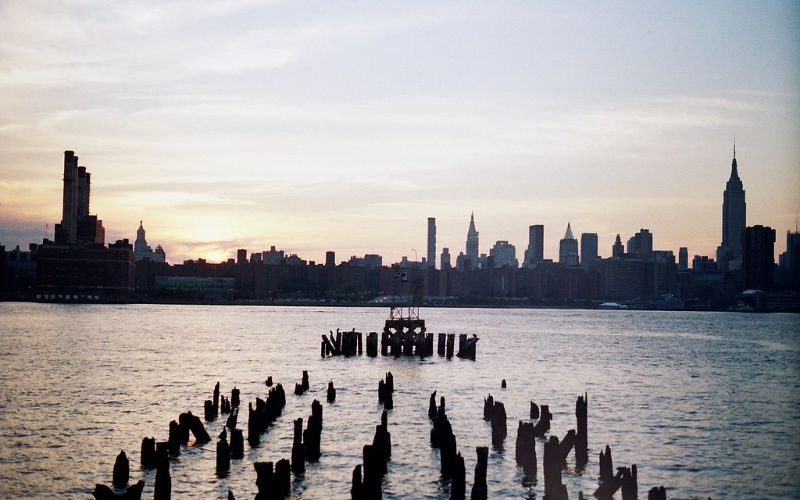 Image: Waterfront and the Manhattan Skyline.