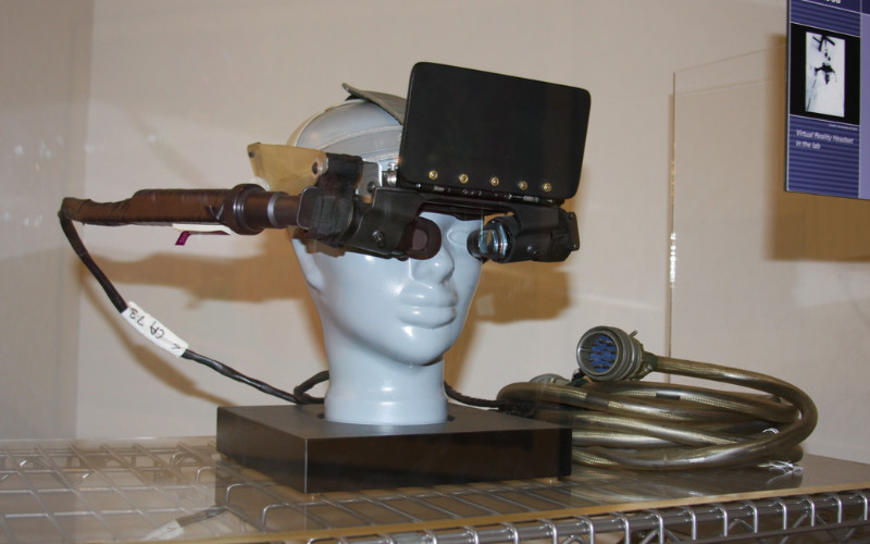 Image: A virtual reality headset on a mannequin head.